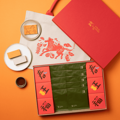 CNY2026 頂級春旺福茶禮盒 (鳳梨酥 + 蘋果酥 + 山丘芭娜娜 + 烏龍茶) 【新年預購 - 保存期限：3月3日或之後】含VVIP馬年布袋